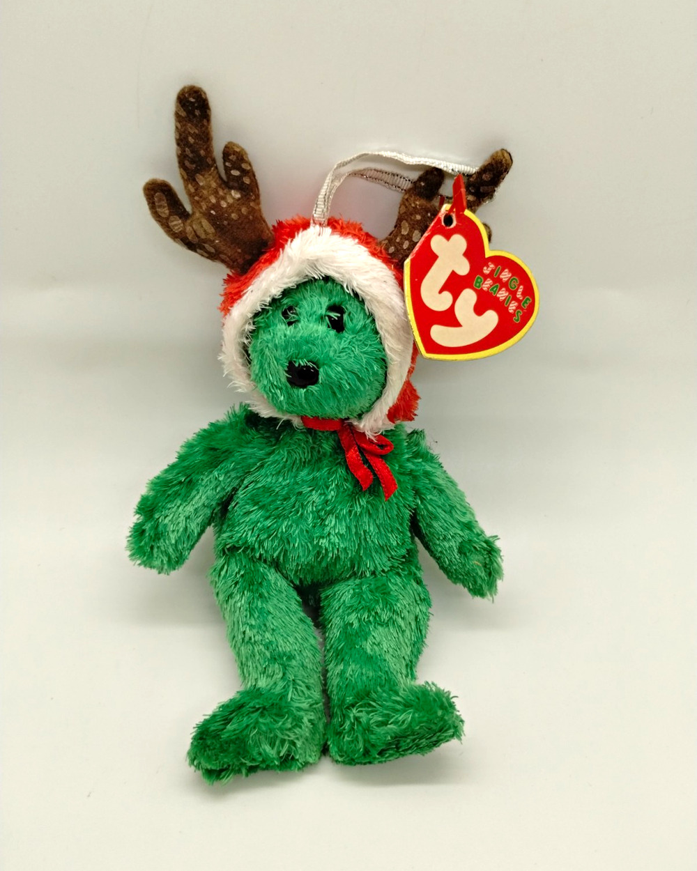 Ty Jingle Beanies 2002 Holiday Teddy Bear Green Plush Ornament Retired